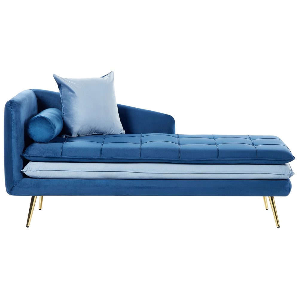 Chaise longue Blu e Azzurra versione sinistra Trapuntata Bottoni Spessamente Imbottiti Mobili Soggiorno versione sinistra