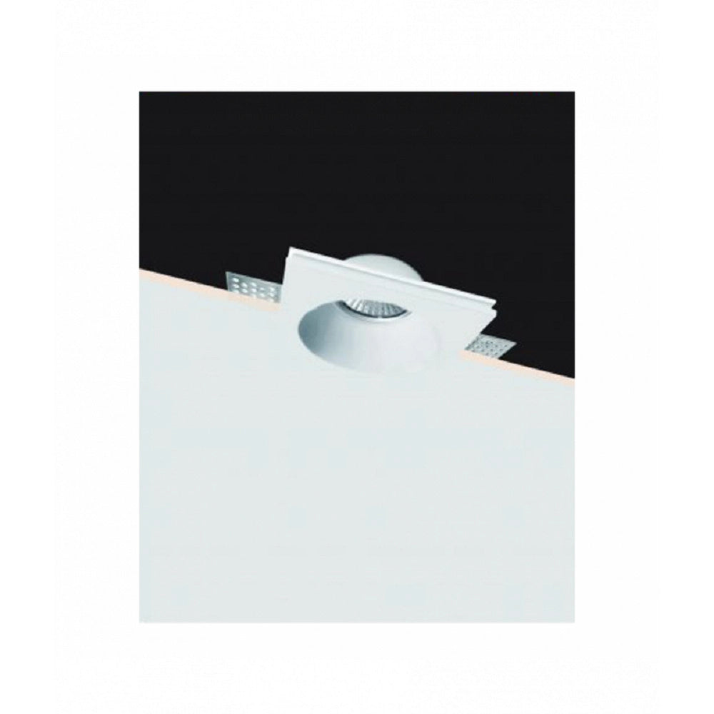 Trade Shop - Portafaretto In Gesso A Incasso Verniciabile Rotondo Supporto Faretto Gu10 Gs-22 -