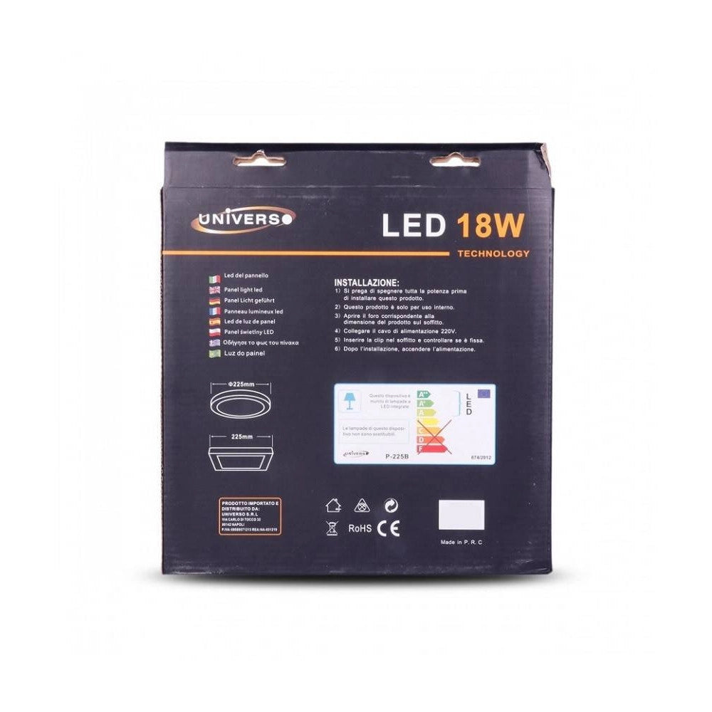 Trade Shop - Pannello Plafoniera Led 18 W Quadrato Luce Bianco Caldo Freddo Naturale P2 -