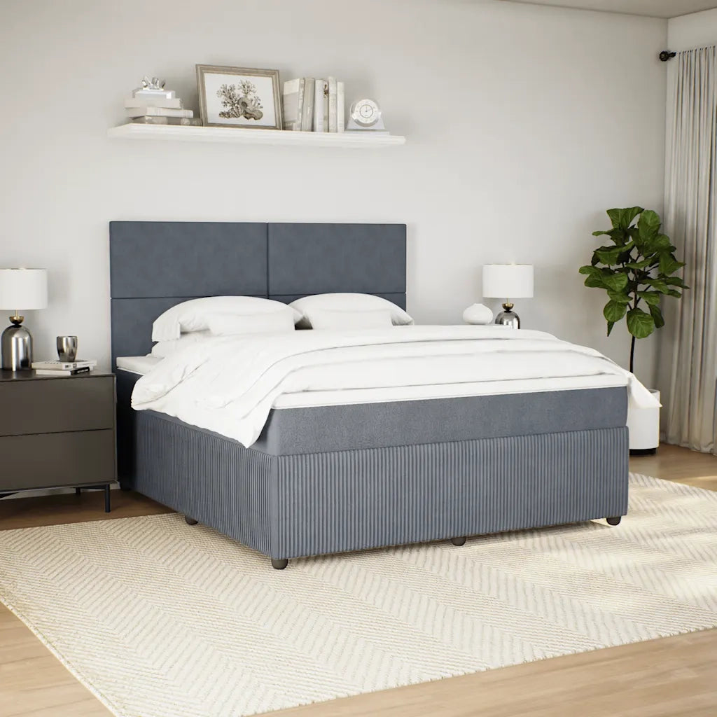 Giroletto a Molle con Materasso Grigio Scuro 180x200 cm Velluto