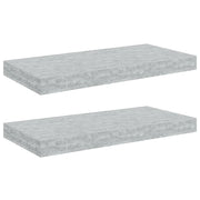 2 pz Scaffali a Parete | Ripiano a parete | Mensole a Parete Grigio Cemento 50x23x3,8 cm in MDF
