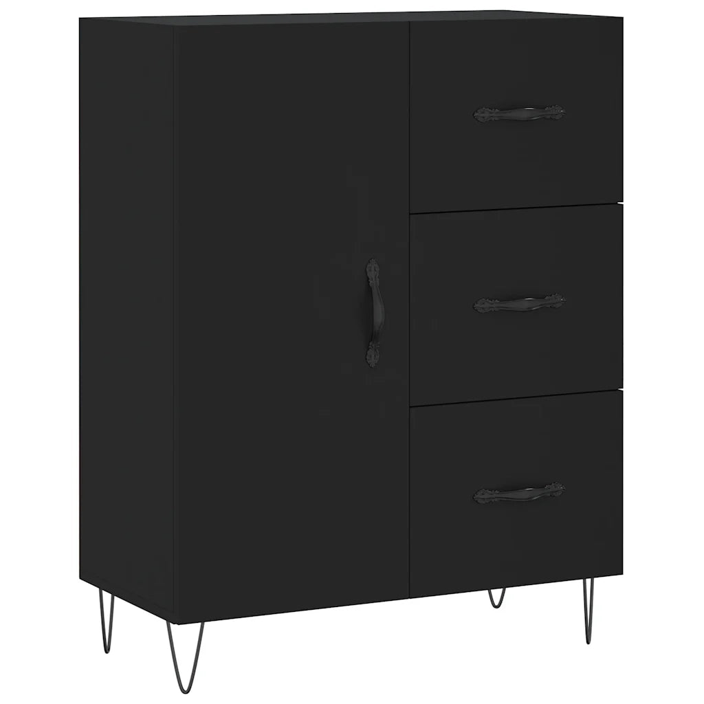 Credenza | Madia | Buffet da pranzo | Armadio da pranzo Nera 69,5x34x90 cm in Legno Multistrato