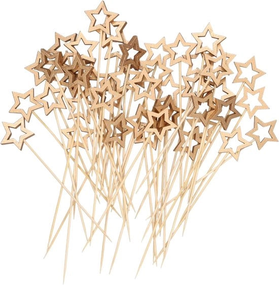 Set di 50 Stelle in Oro per Cocktail - Decorative Stelle per Snacks e Bevande - Ideali per Feste e Compleanni.