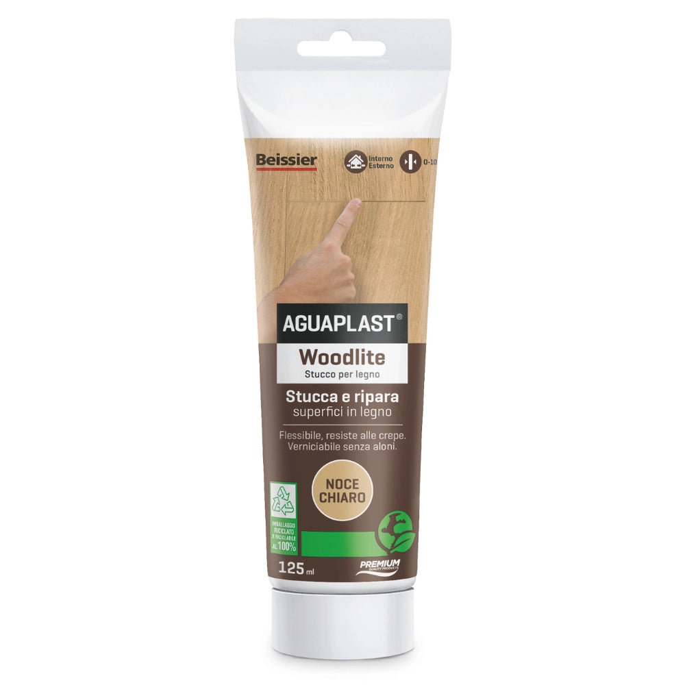 Aguaplast woodlite stucco per legno colorato pronto all’uso verniciabile 125 ml *** colore- noce chiaro, confezione 1