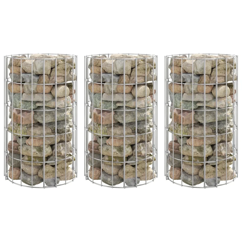 Fioriere Gabbione Circolare 3 pz in Acciaio Zincato Ø30x50 cm 152019