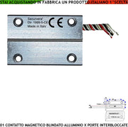 Contatto Magnetico Blindato Porte Ferro Interbloccata Posizione Aperta o Chiusa Sensore Reed Antifurto Campo 20 mm 5 Fili 3 Scambio C.NC.NA 2 Tamper Tensione Max 30 V 10 W Fissaggio Tramite Fori IP65