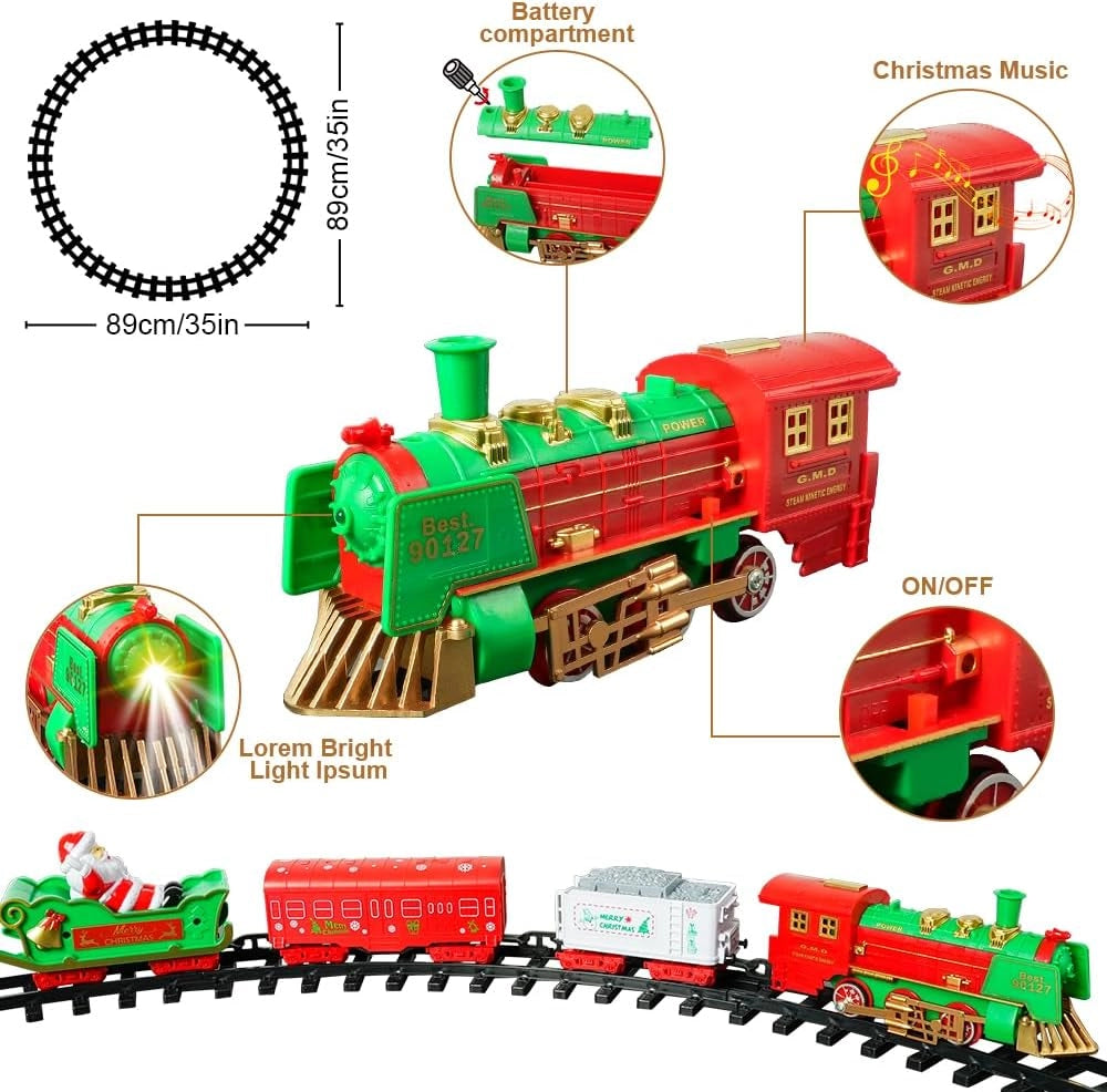 Trenino per Albero di Natale Treno con Supporto per Centro Albero con Luci Suoni