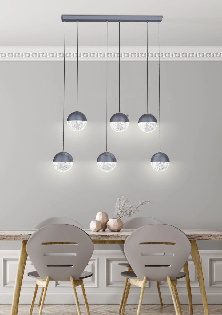 Lampadario Candellux Furni 6 LED integrati grigio 4000K