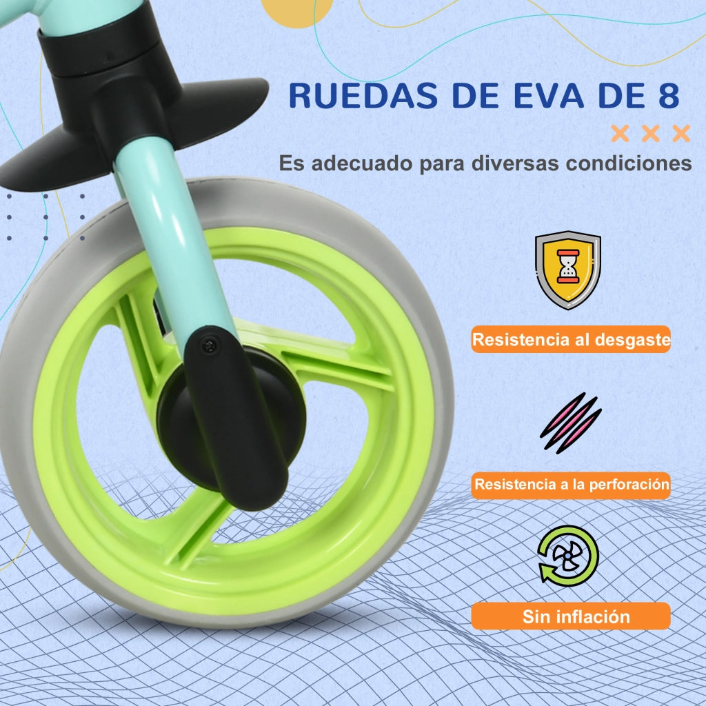 Bicicletta di Equilibrio per Bambini 18-48 Mesi ¨C zephmum ¨C Verde e Turchese 66.5x34x47 cm