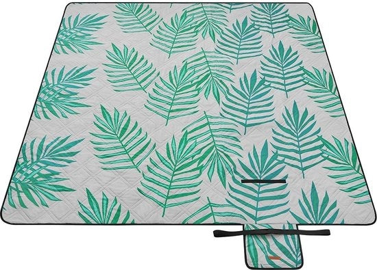 Tappeto da picnic - Mat di esterno - Tappeto da spiaggia - Impermeabile - Leggero - Portatile - 200cm x 200cm - Grigio con foglie tropicali