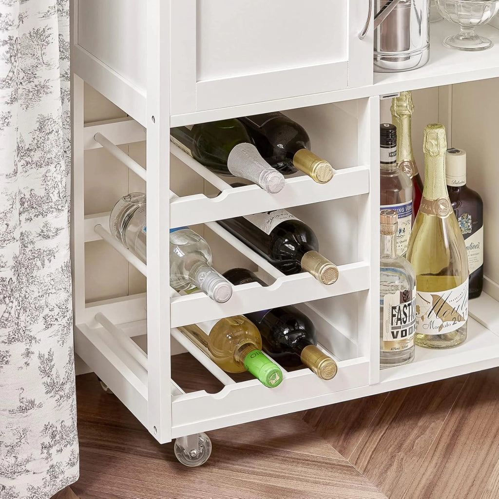 Mobile Cucina Salvaspazio con Ruote Carrello Cucina con Cassetti e Portabottiglie, Mobiletto Credenza credenza cucina per Cucina o Sala da Pranzo, Bianco 67x86x38cm FKW45-WN