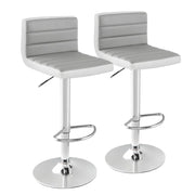 Set di 2 sgabelli da bar girevoli regolabili 37 x 42 x 82-102 cm comodi con schienale imbottito design moderno in similpelle grigia e bianca 20_0012411