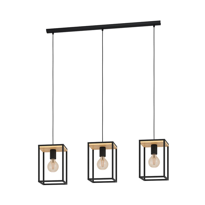 Lampadario Industrial Libertad 3 Luci Metallo Nero E Marrone