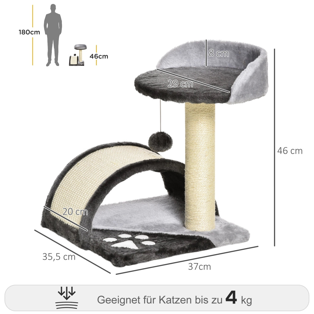 Tiragraffi per Gatti 46cm con Cuccia e Piattaforma ¨C Xylo ¨C Grigio Scuro