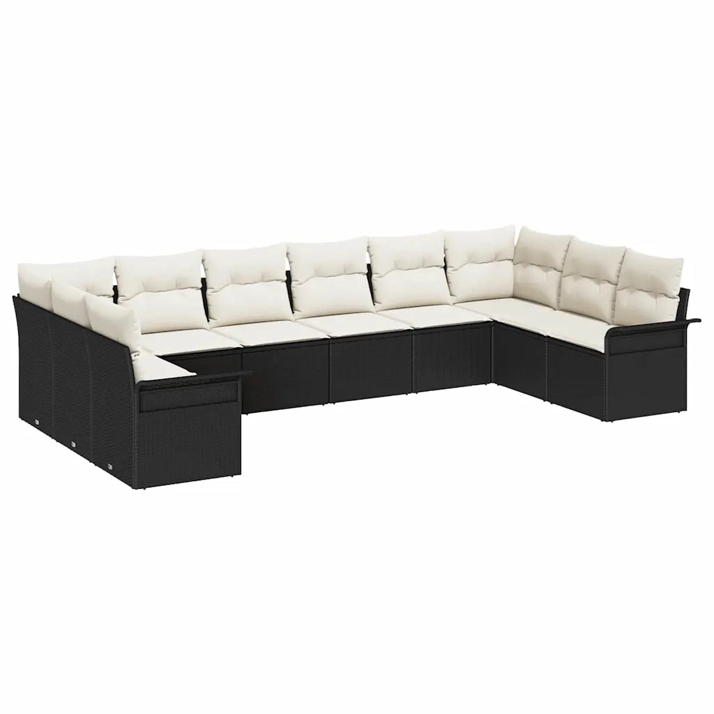 Set Divano da Giardino con cuscino 10 pcs Nero polyrattan 3345537