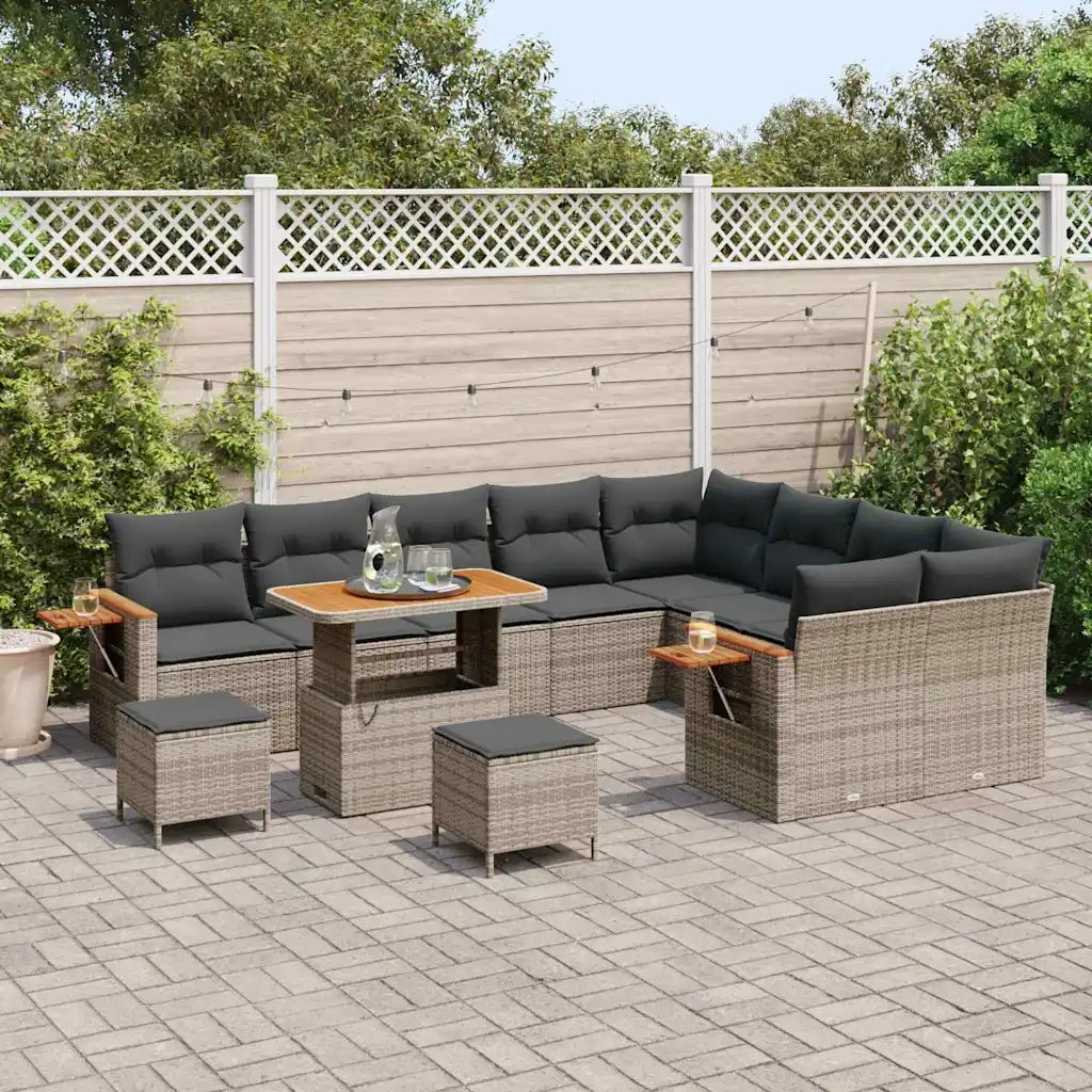 Set Divano da Giardino con cuscino 13 pcs Grigio polyrattan 3365168