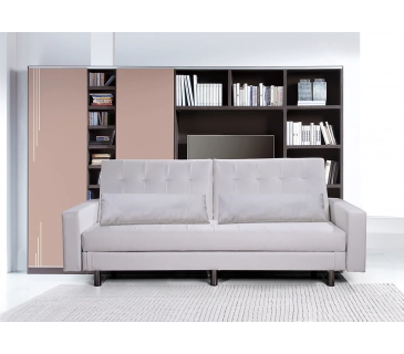 Divano letto 3 posti, reclinabile, contenitore ecopelle bianco 197cm Sicorage Ghuer