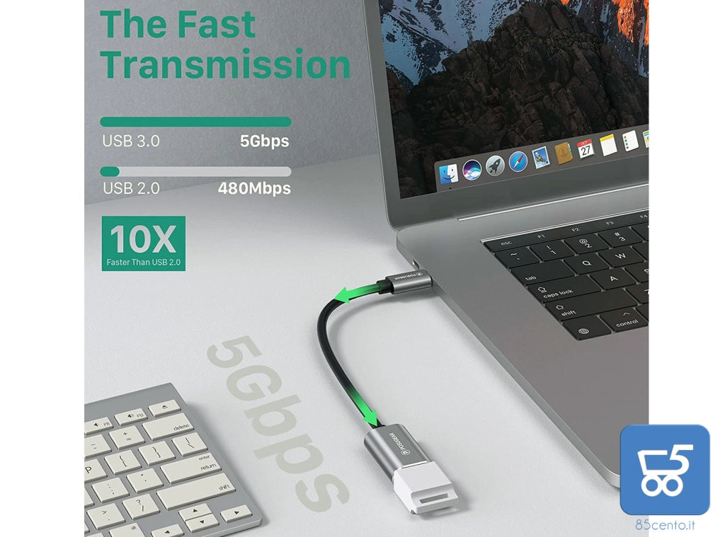POSUGEAR Cavo OTG Type Cavo Adattatore OTG USB C Maschio a USB 3.0 Femmina 5 Gbps, Compatibile Huawei, Honor, Moto, Samsung, Oneplus, Sony, Xiaomi, Pocophone , Apple Tablet e Notebook