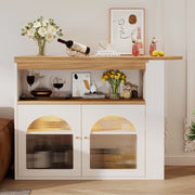 Tavolo bar 138-193x39x105 cm girevole e allungabile con contenitore e luce LED bianco