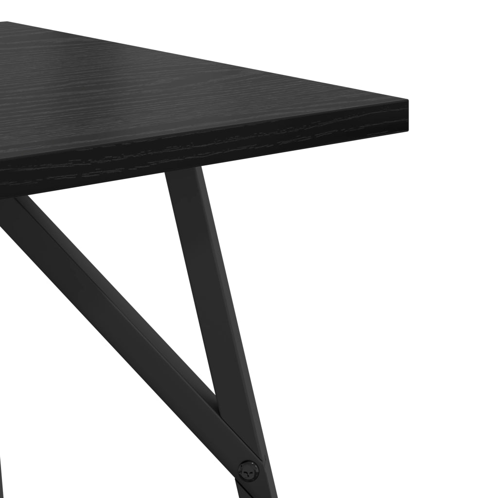 Tavolino  2 pezzi Nero Rovere in Legno Ingegnerizzato e Metallo
