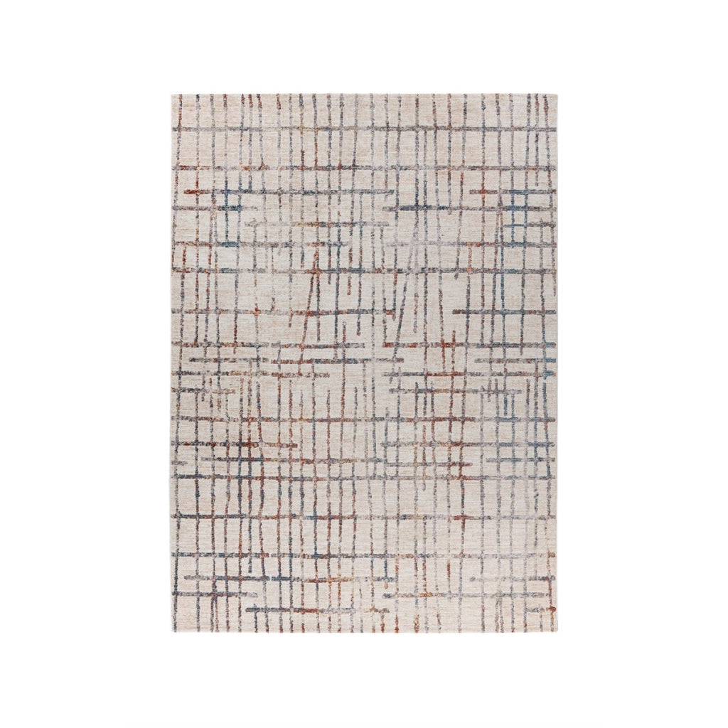 Tappeto Jaka 200 con motivo astratto grigliato crema e multicolor