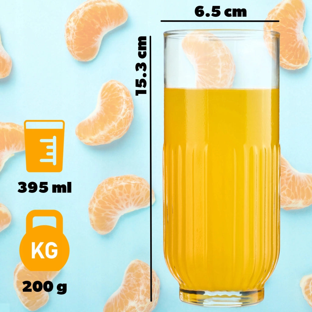 Bicchieri KADAX per bevande e succhi di frutta, set da 6 bicchieri alti, 395 ml