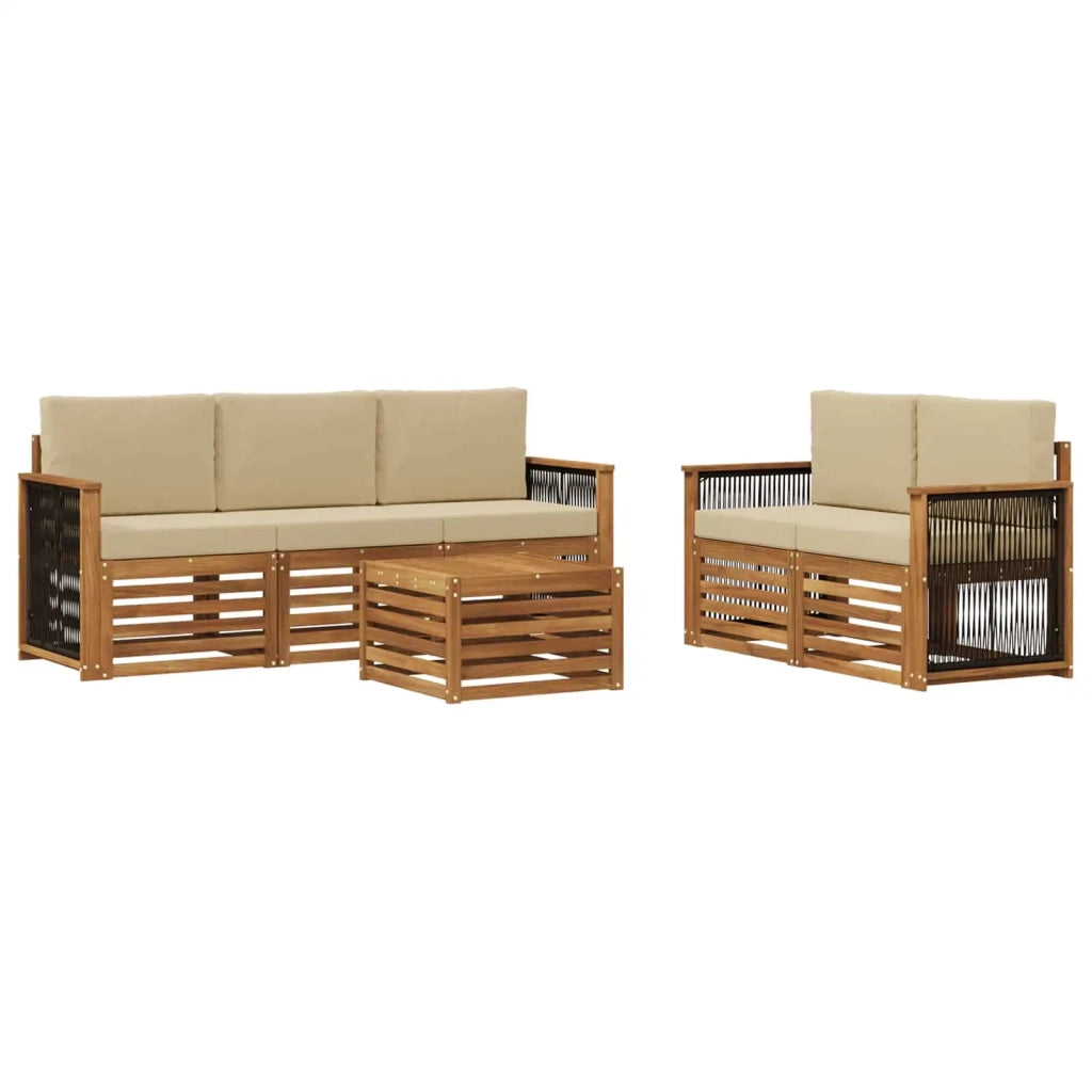 Set di divani da esterno 6 pz Naturale e Beige 3384024