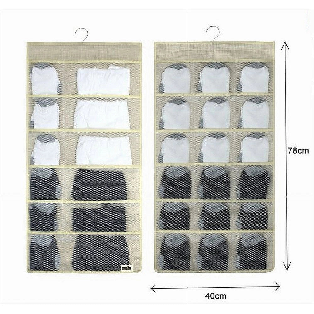 Trade Shop - Porta Oggetti Organizer A Sospensione Con 12-18 Tasche Tessuto 40 X 78 Cm 69730 -