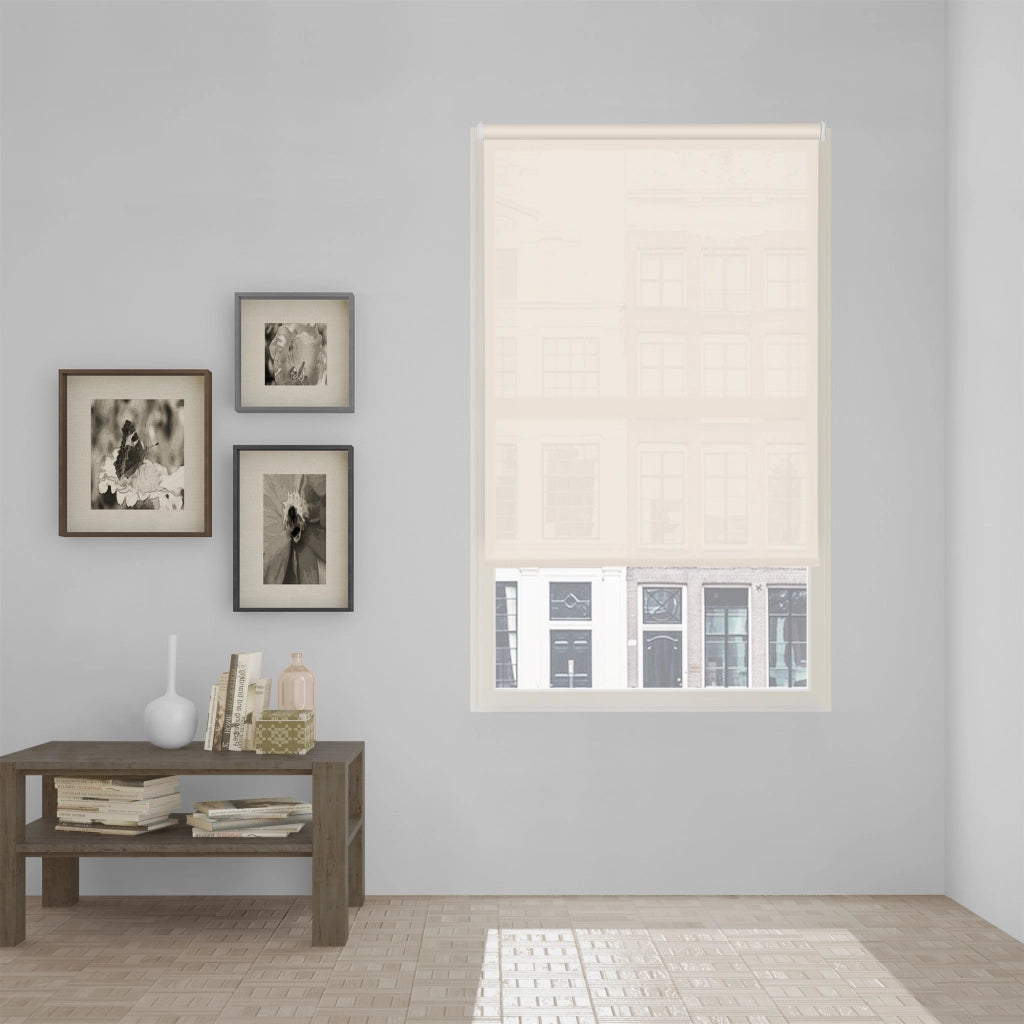 VIEWTEX Tenda a rullo Easy Fix Screen 10% Grado di apertura Lino bianco 45 X 190 cm - Made in Europe - 5 anni di garanzia
