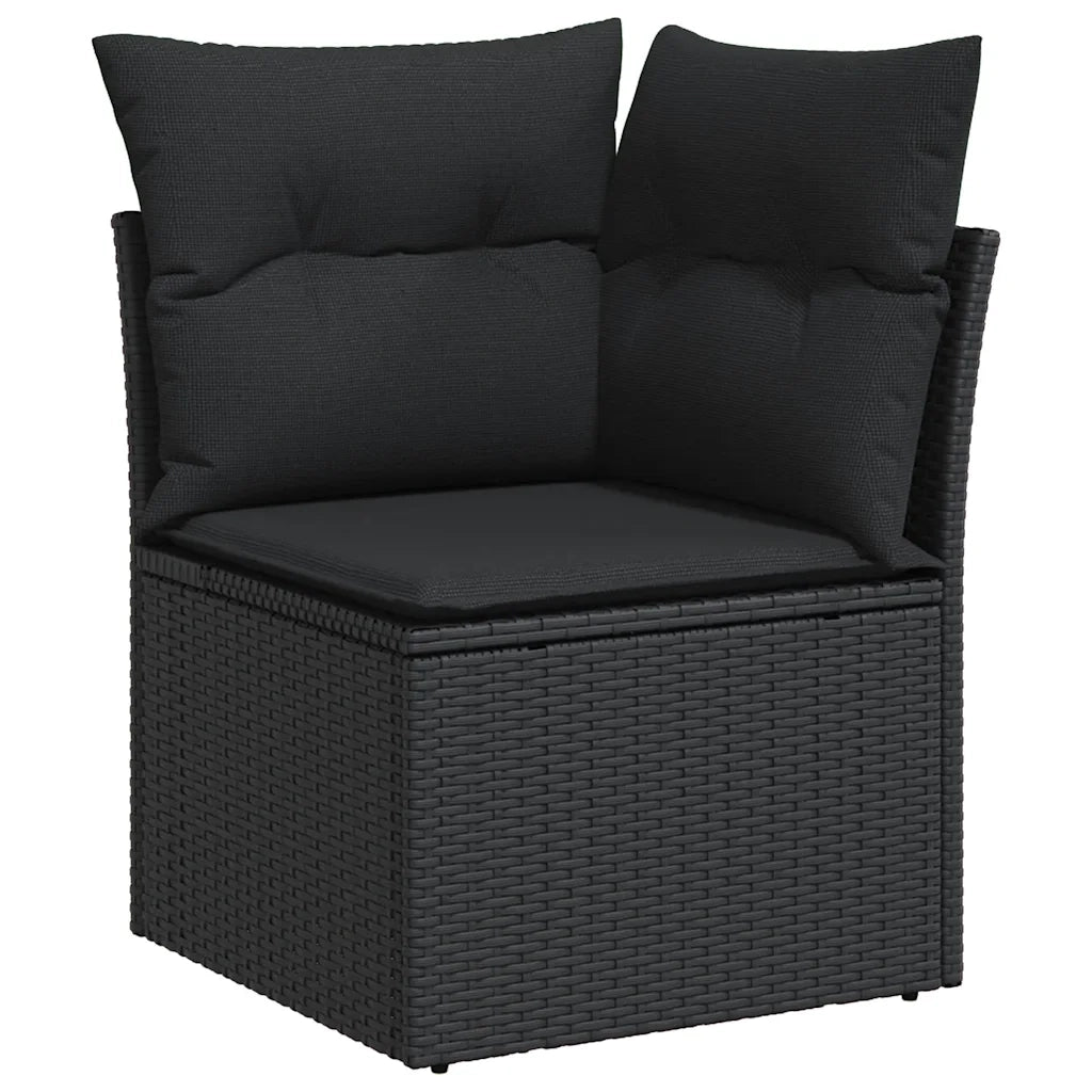 Set Divani da Giardino 11 pz con Cuscini in Polyrattan Nero 3326069