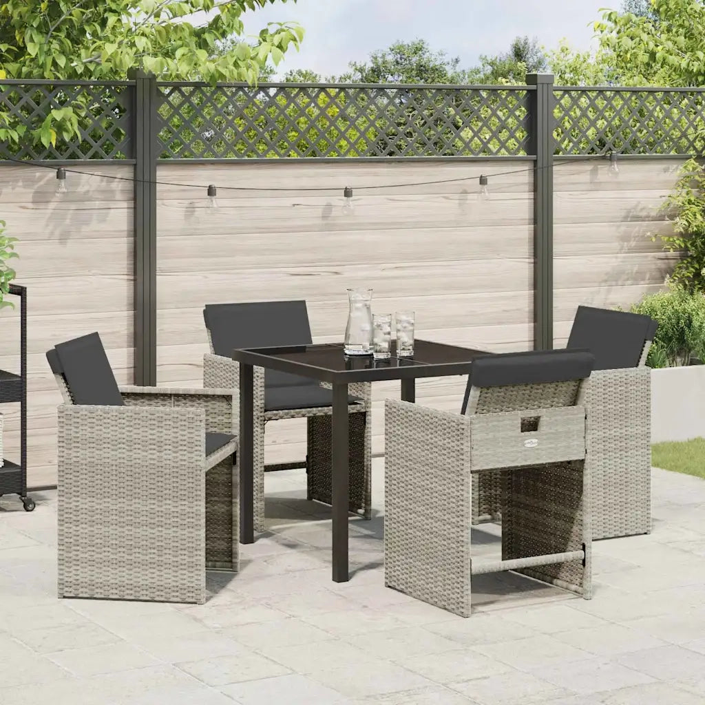 Set da Pranzo per Giardino 5 pcs Grigio chiaro polyrattan 3380705
