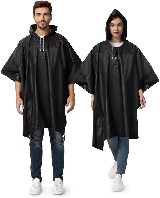 Poncho di Pioggia Reutilizzabile - Impermeabile - Leggero - Respirabile - Con Cappuccio - Protegge Borsa fino a 50L - Impermeabile