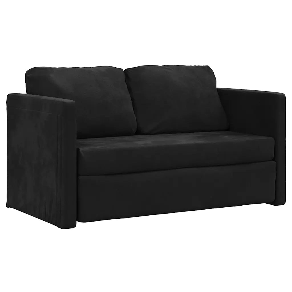Divano letto | Sof¨¤ letto | Letto singolo da Terra 2 in 1 Nero 122x204x55 cm Velluto