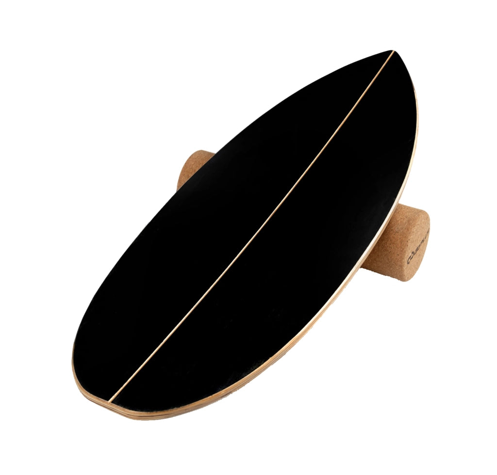 Tavola equilibrio legno rullo sughero supporto core allenamento, Tavola oscillante adulti skateboard hockey snowboard surf Nero