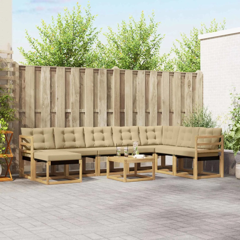 Set di divani da esterno con cuscino 9 pcs Bianco e Beige