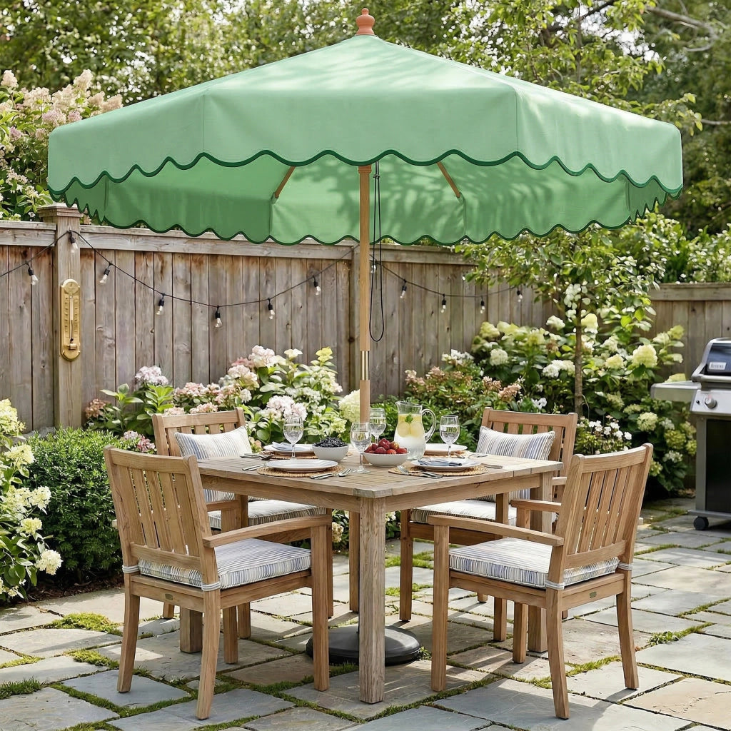 Ombrellone da Giardino Rotondo con Volant ¨C zephmum ¨C 230cm Verde Chiaro
