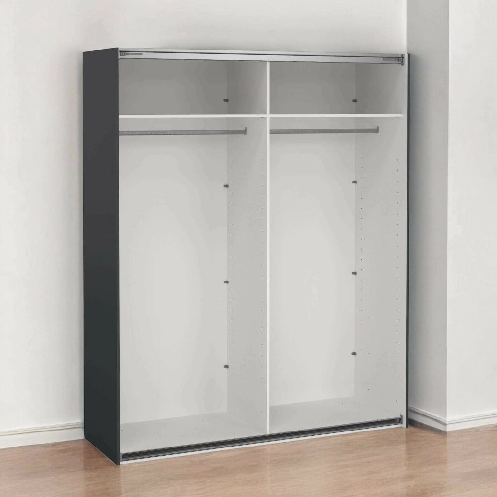 Armadio multiuso grande Hagupit, Mobile multifunzionale, Mobiletto scarpiera, Guardaroba porta scarpe, 179x62 h220 cm, Grigio
