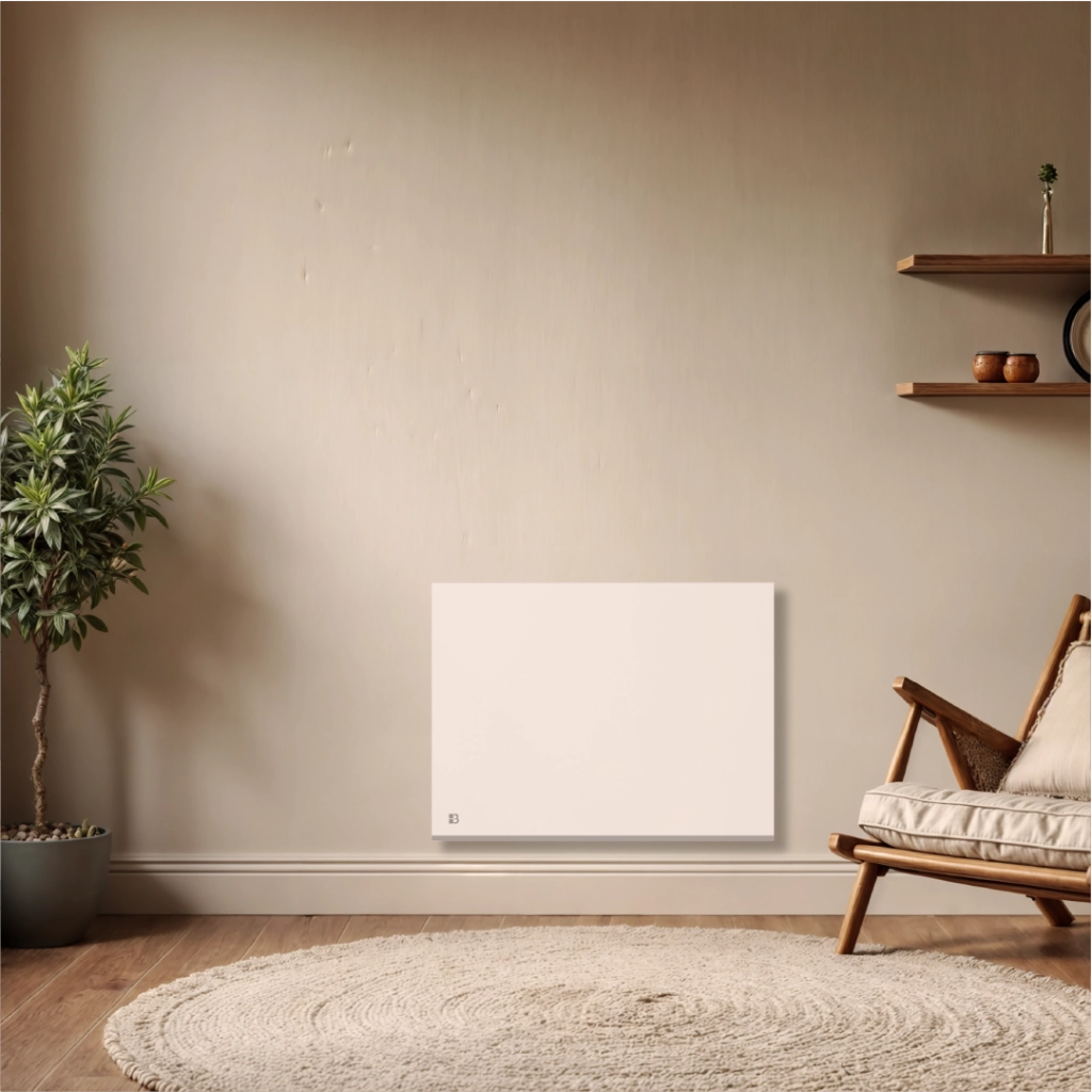 Radiatore elettrico fisso connesso WIFI con inerzia ceramica a secco 1000W NESSA CONNECT orizzontale bianco