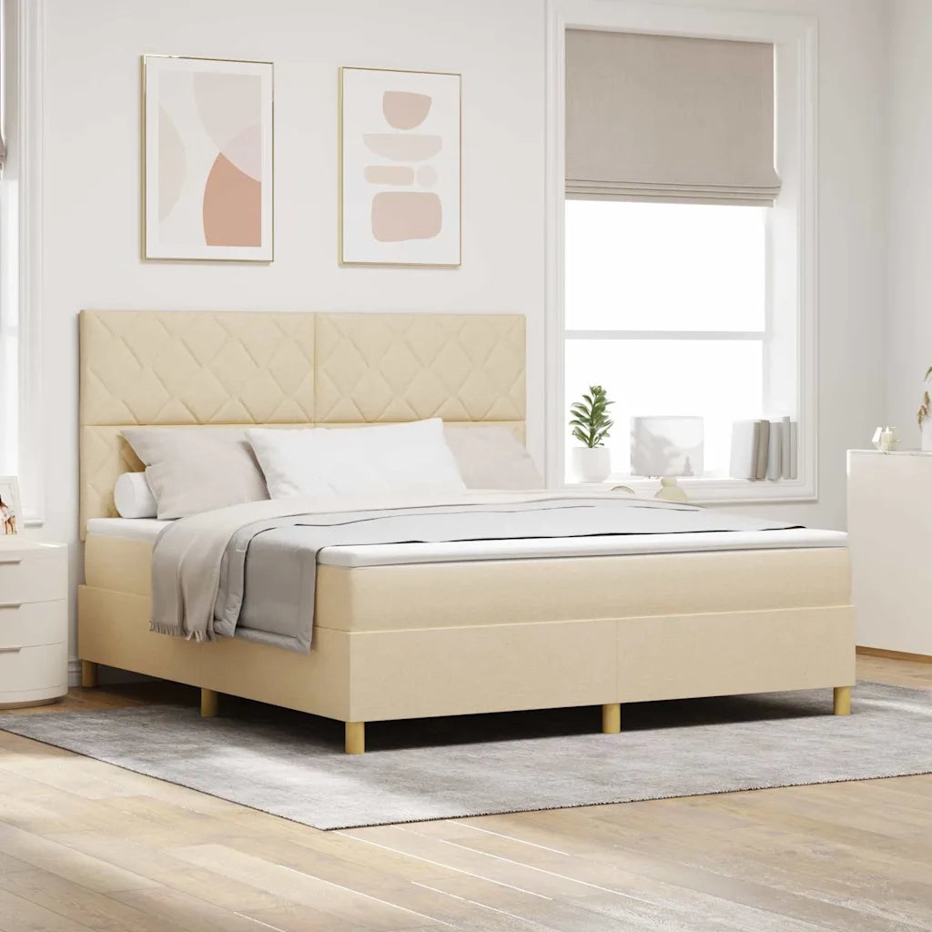 Letto a molle con testiera Crema 180 x 200 cm Tessuto 3339719