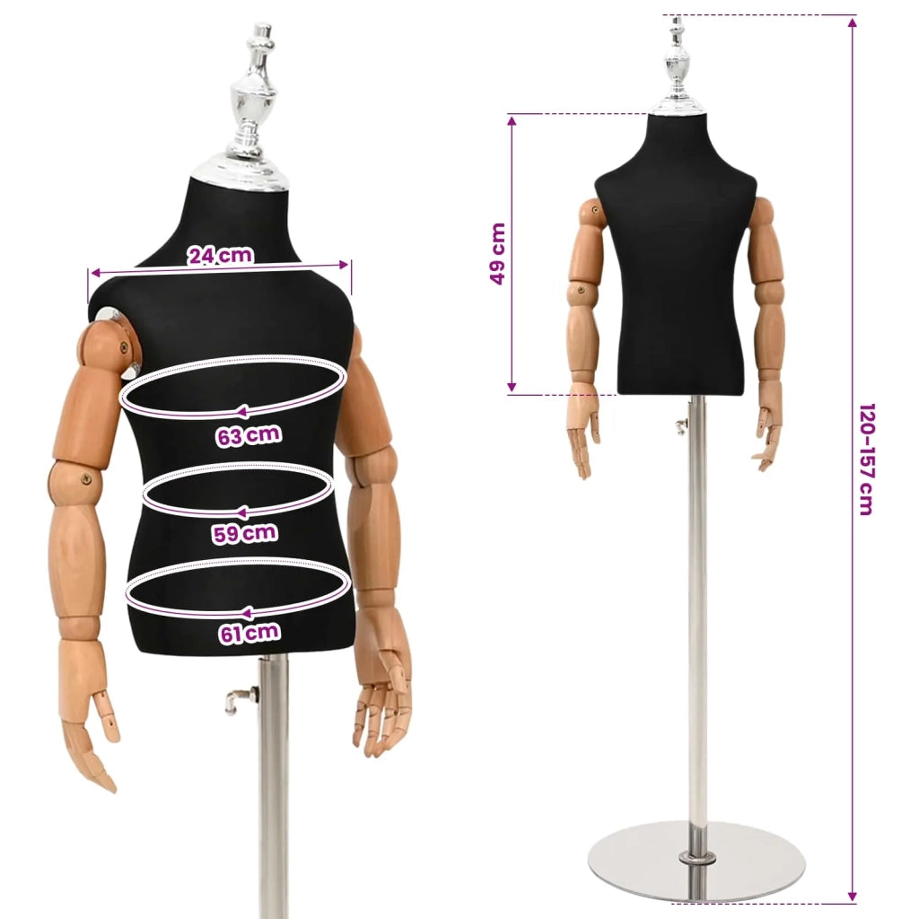 Manichino Regolabile 120-157 cm con Base Unisex PP Nero 42041714