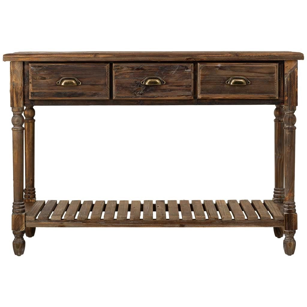 Tavolino da ingresso in legno con 3 cassetti 120x38x81h cm