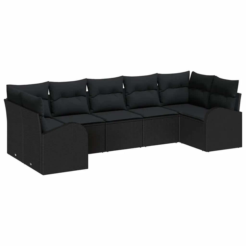 Set Divano da Giardino 7 pcs Nero Rattan in Polipropilene 3346193