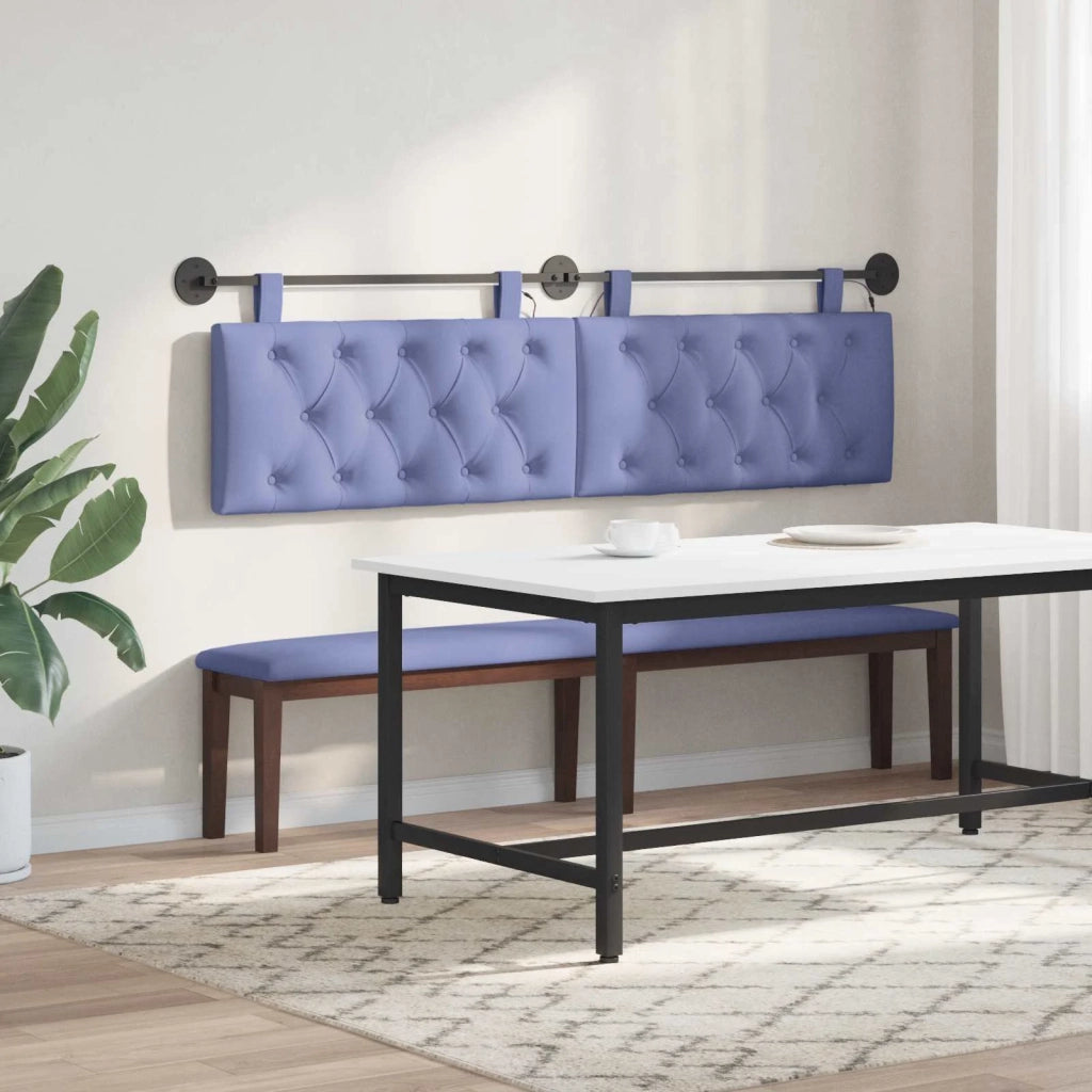 Testiera sospesa Con luce LED Blu jeans Tessuto