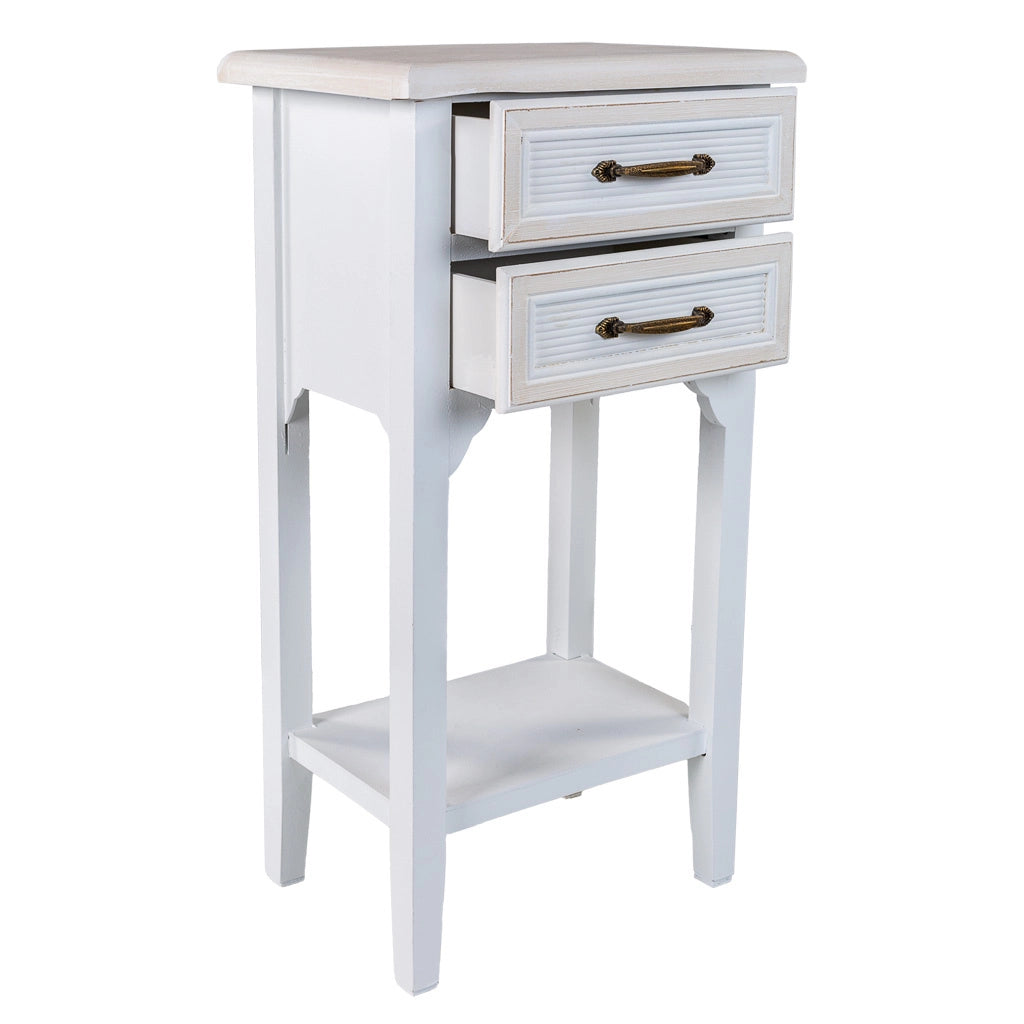 Comodino in legno bianco 37x26,5x69,5