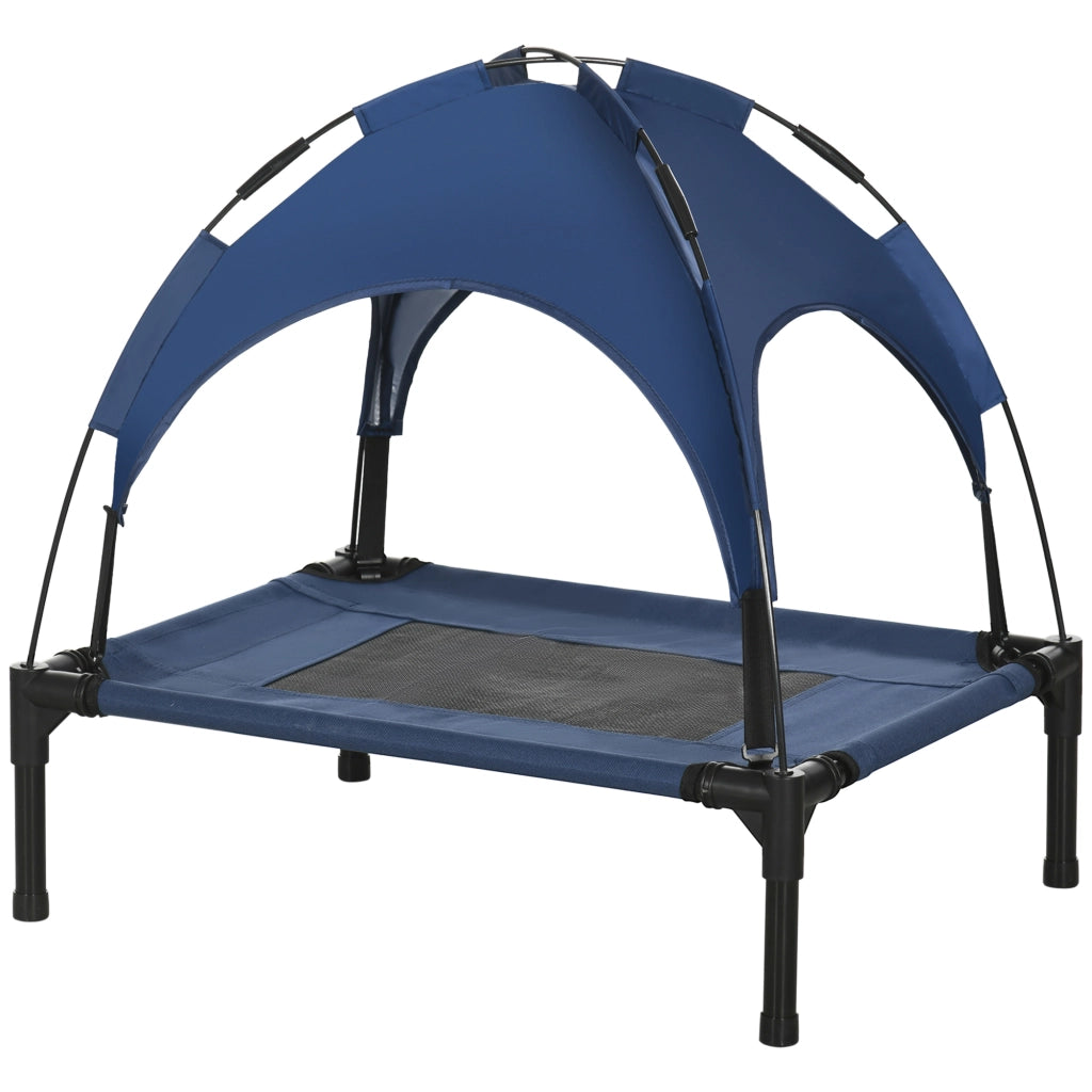 Letto per Cani Esterno con Baldacchino ¨C Zephmum ¨C Blu Nero 61x46x62 cm