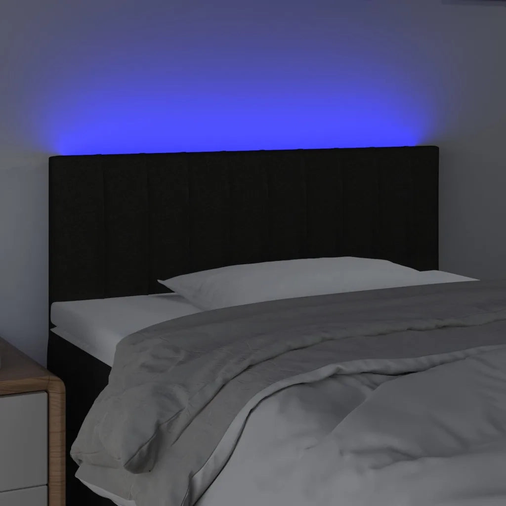 Testiera a LED Nera 90x5x78/88 cm in Tessuto 3121834