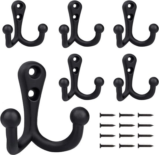 Ganci per giacche con 12 viti, neri, 6 pz.
Ganci per bagno per giacche, accessori e oggetti vari, neri, 6 pz.