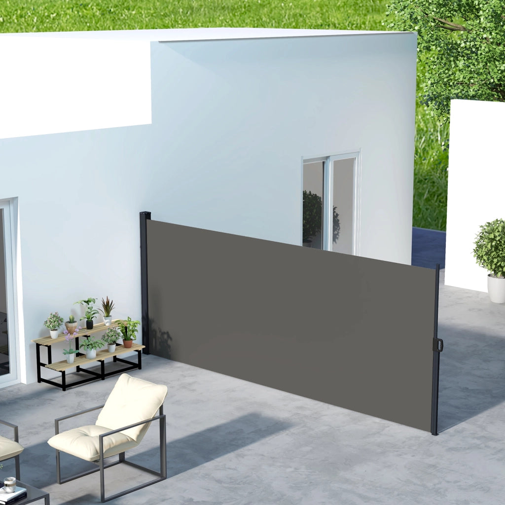 Paravento retrattile per esterno ¨C zephmum ¨C grigio, alluminio e poliestere, 4x1.8m