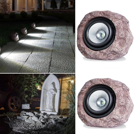 Due pezzi - Illuminazione Solare per Esterno Rotonda - IP65 Acqua Resistente Super Luminoso LED Lampada - Adatto per Facciata Casa, Scale, Giardini, Statue, Piazzale e Palme