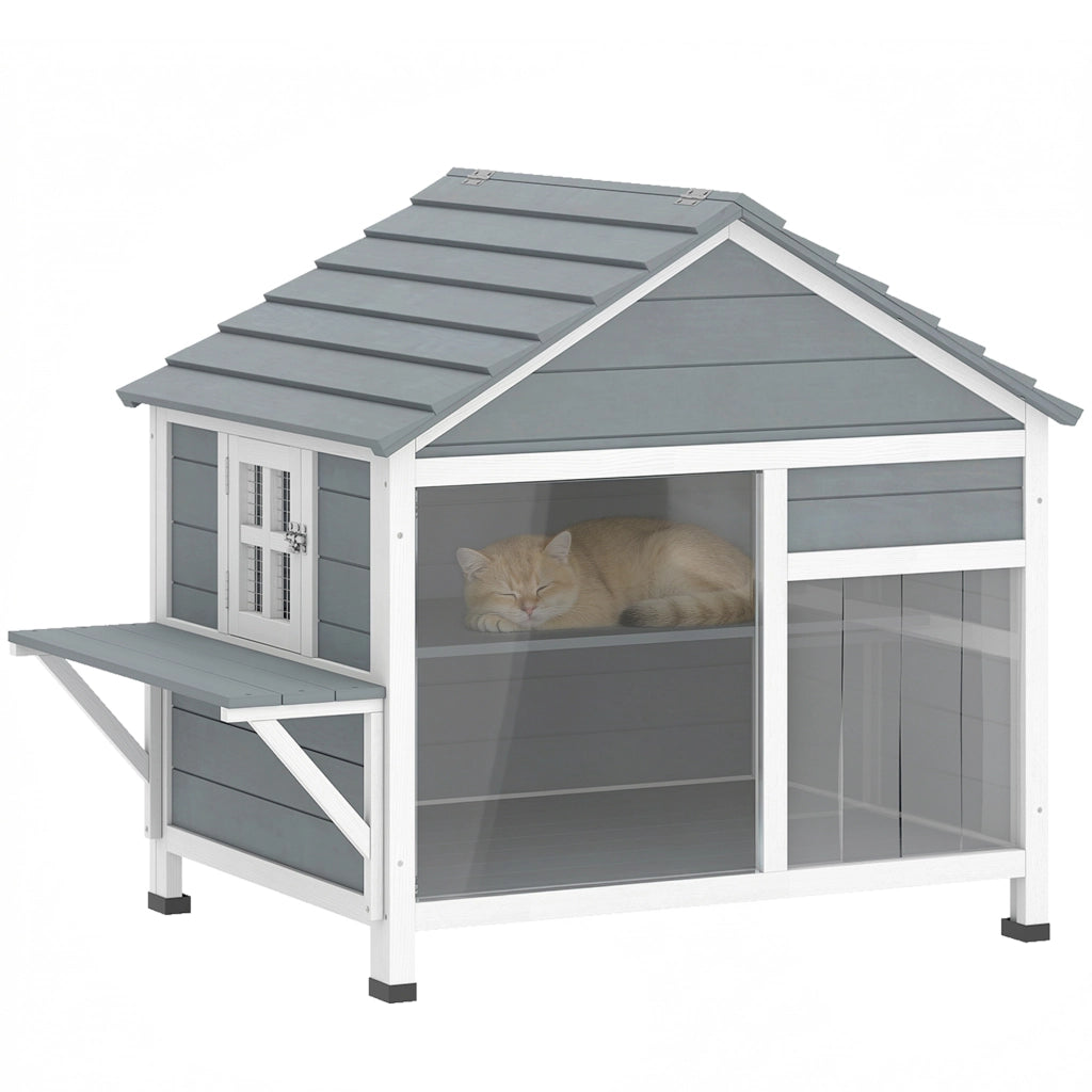 Casetta per Gatto Esterno ¨C zephmum ¨C Grigio 101x72.5x81cm